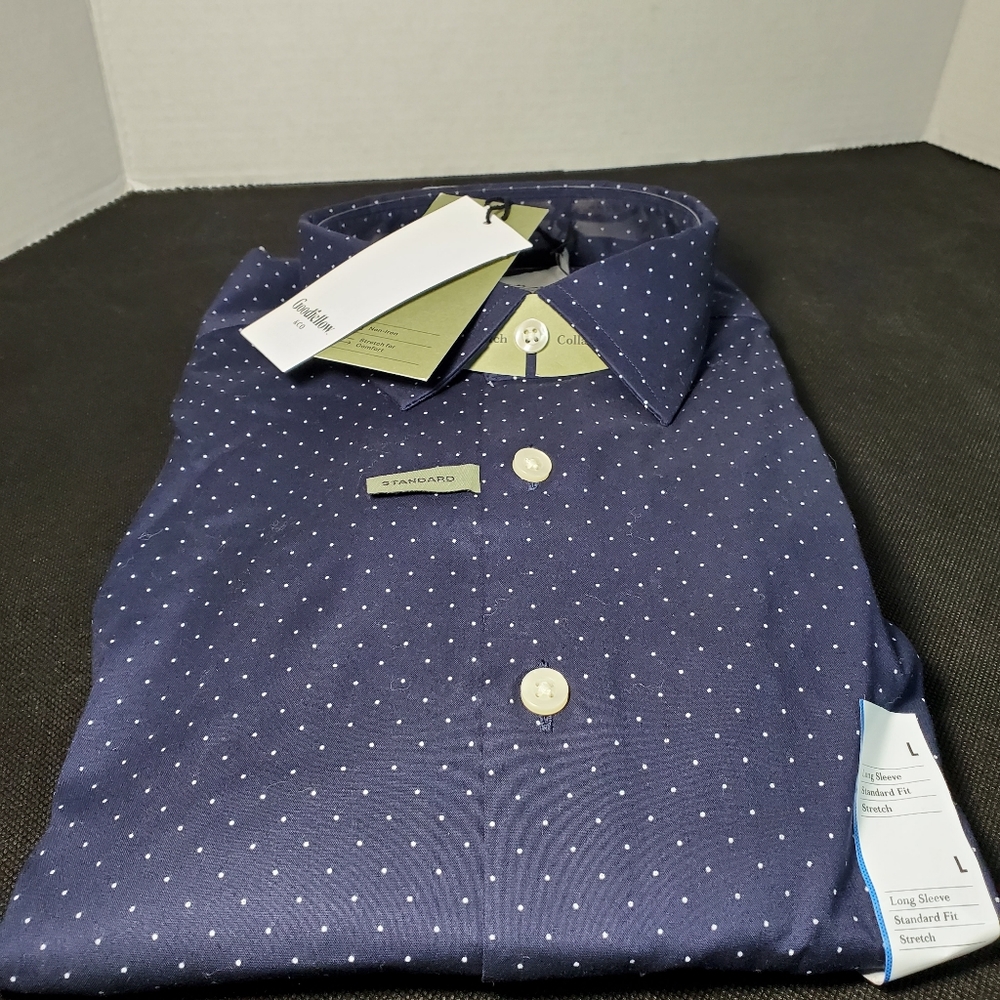 Men's Button-Down Navy Polka Dot Shirt Goodfellow & Co